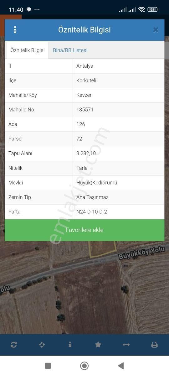 Korkuteli Kevzer Köyü Satılık 3.282m2 Tarla - Görsel 4