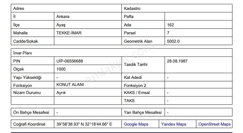 Ayaş Tekke'de 5002 M2 Konut İmarlı Arsa - Görsel 7