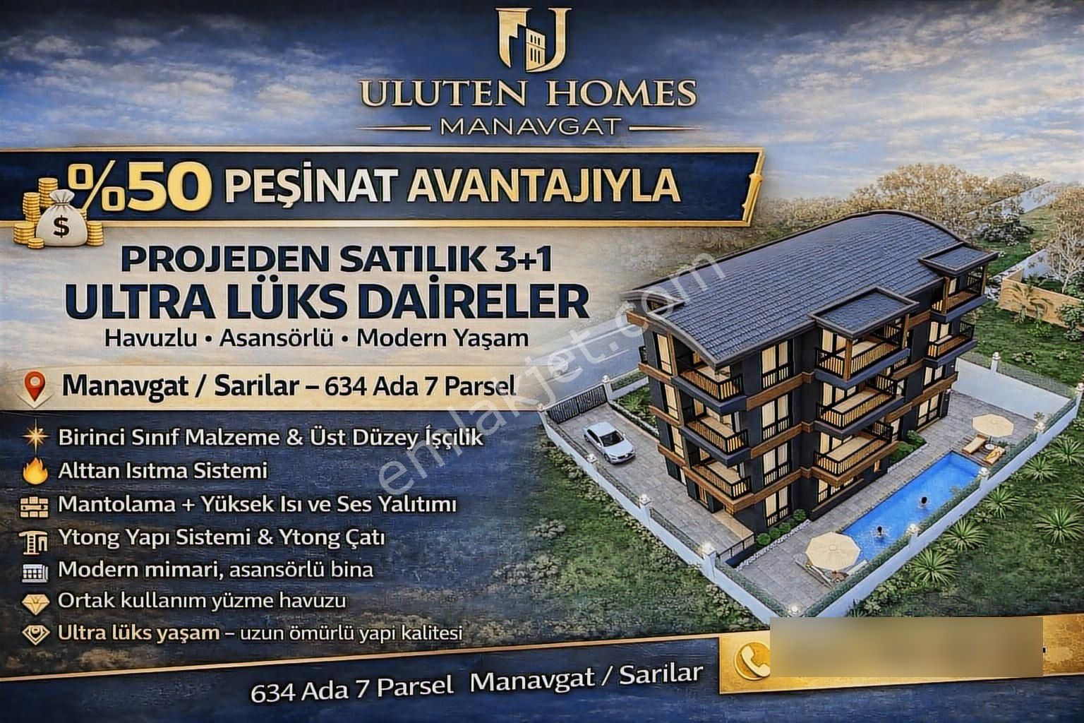 %50 Peşinat Avantajıyla Projeden Satılık 3+1 Ultra Lüks Daireler