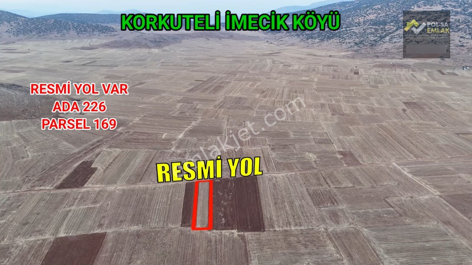 Korkuteli İmecik Köyü Satılık 1.676m2 Tarla Resmi Yolu Var - Görsel 3