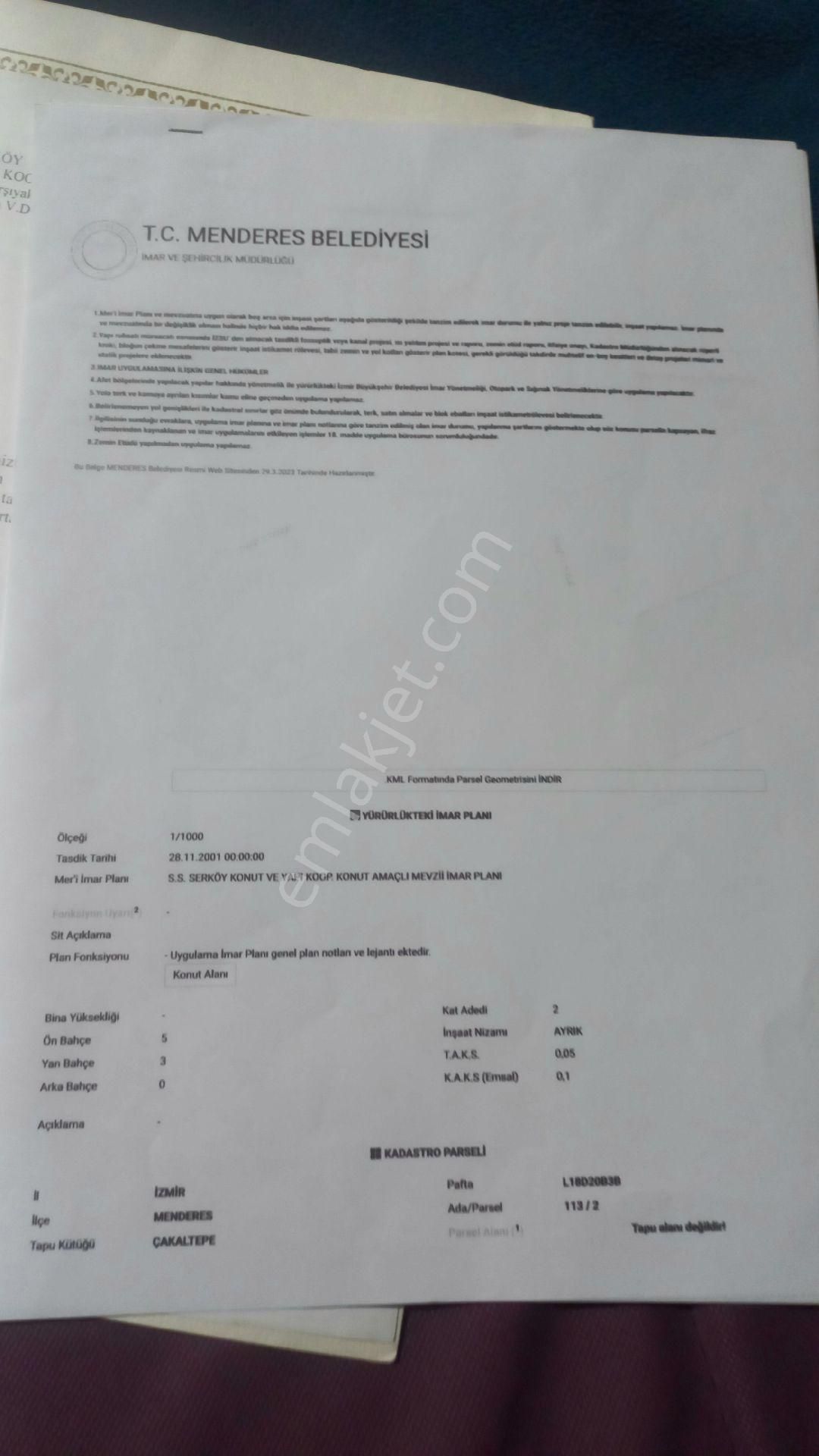 İzmir İmarlı Arsa 1955m² İmar Belgesi Mevcutdur. - Görsel 11