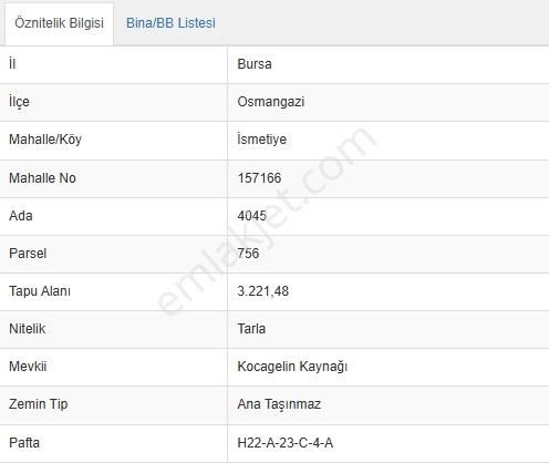 K2 Pera Bursa Osmangazi İsmetiye 3200 M2 Tek Tapu Satılık Arazi - Görsel 2