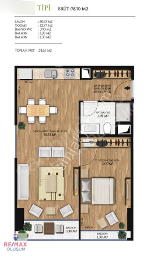 Motto İstanbul Residence 1+1 Büyük Tip Daire 80 M² Basınekspres - Görsel 5