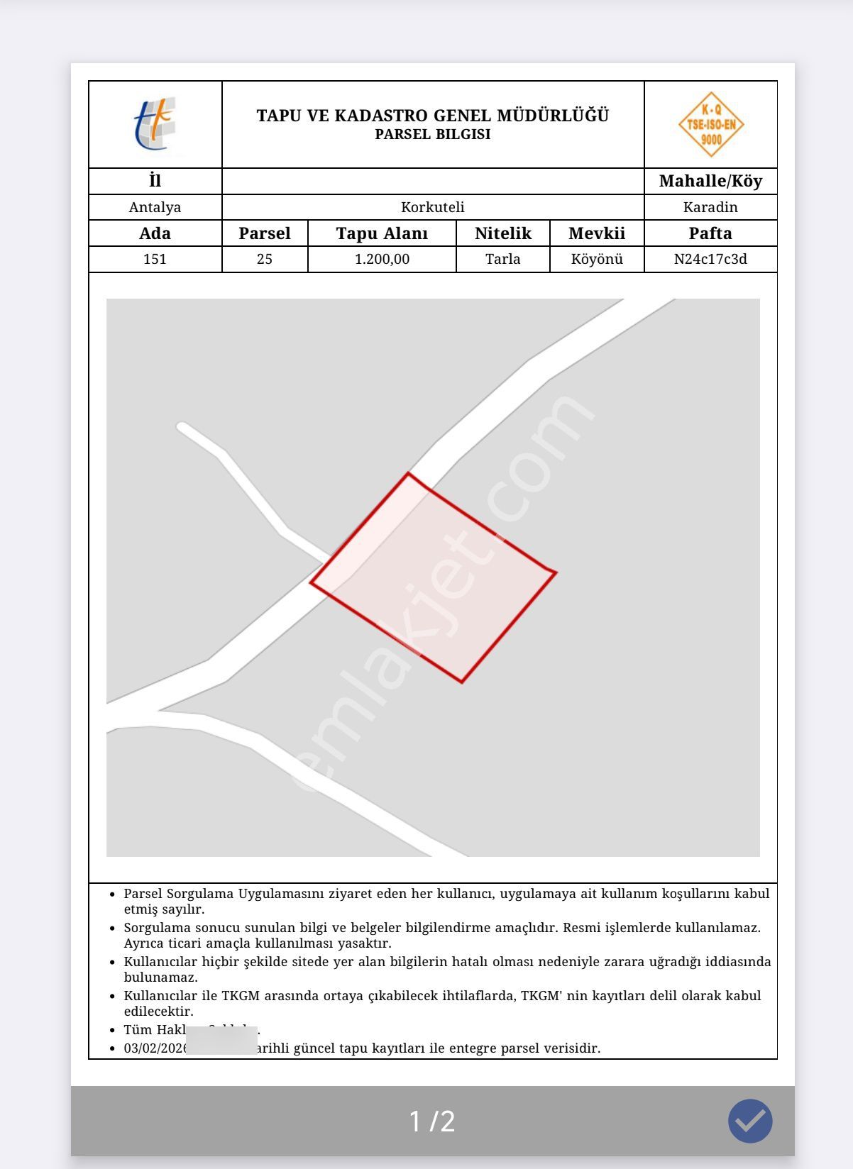 Antalya Korkuteli Esenyurt Karadin Satılık Arsa - Görsel 4
