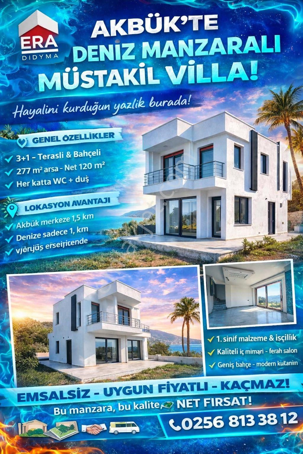 Didim Akbük Te Satılık 3+1 Villa