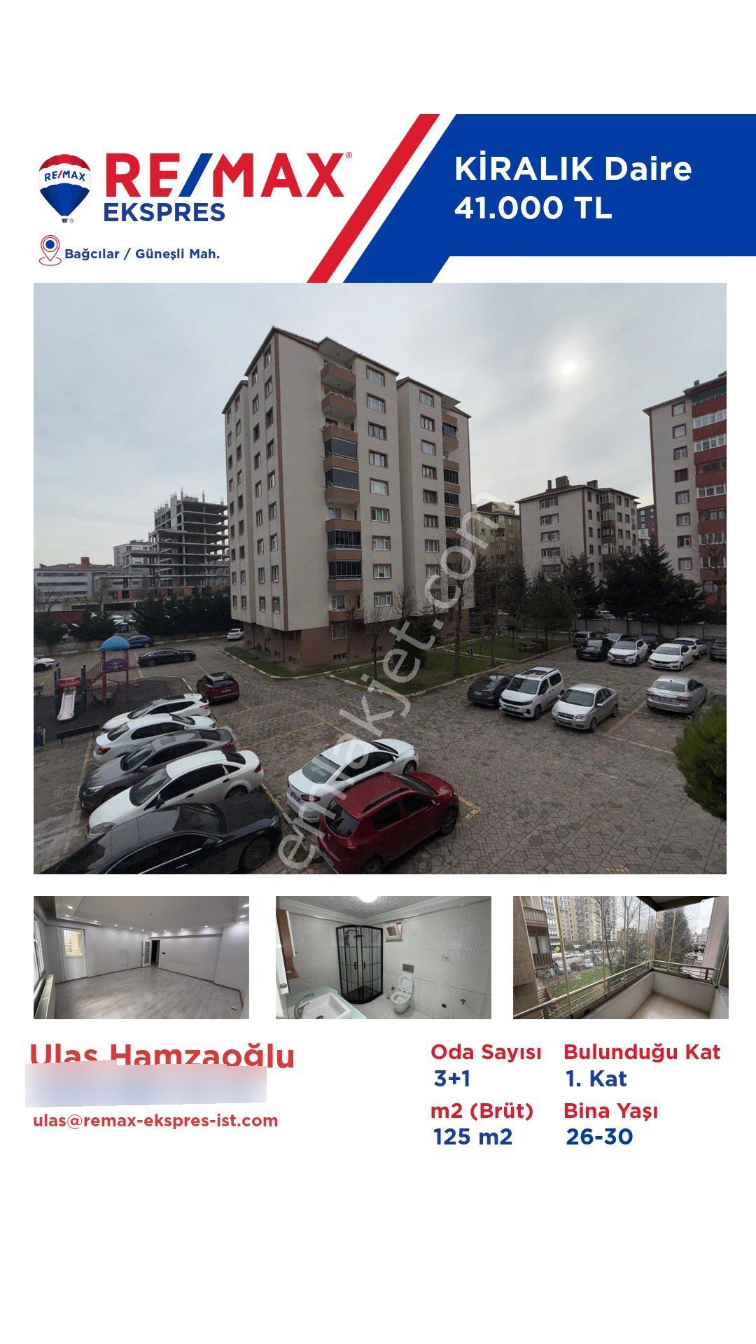 Atakent Sitesi Kiralık 3+1 100m² Asansörlü Balkonlu Güvenlikli