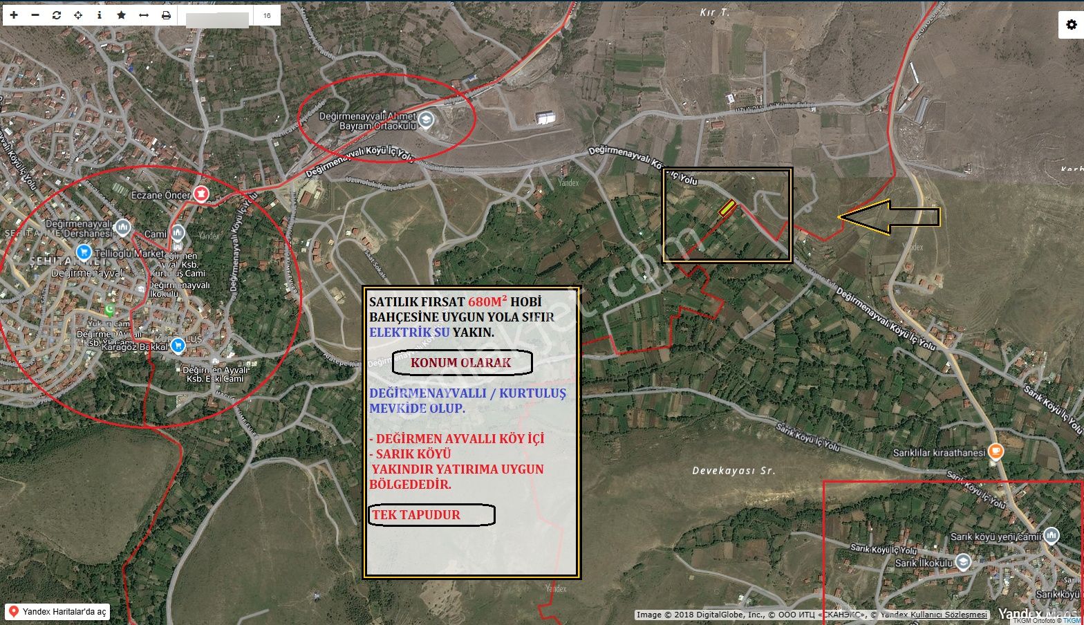 Afyon Üçok Emlaktan Değirmenayvalı/ Kurtuluş Da Satılık Yola Sıfır 680m² Tarla