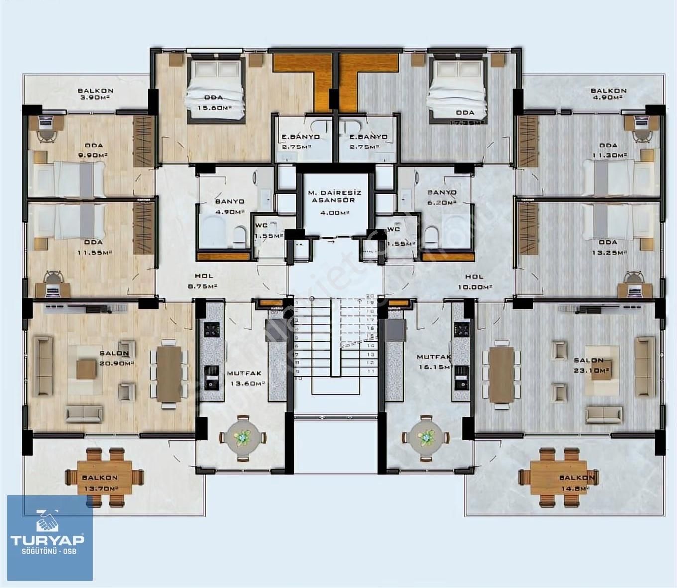 Turyap Söğütönün'den Çamlıca Mah.de Aura Cıty Satılık3+1daireler - Görsel 3