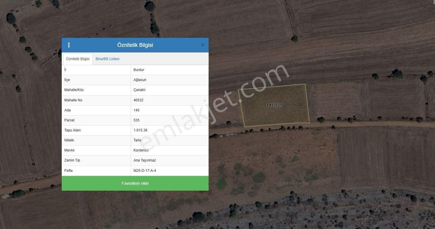 Asya Evim Emlaktan Ağlasun Çanaklı Köyünde Satılık Tarla (fırsat)
