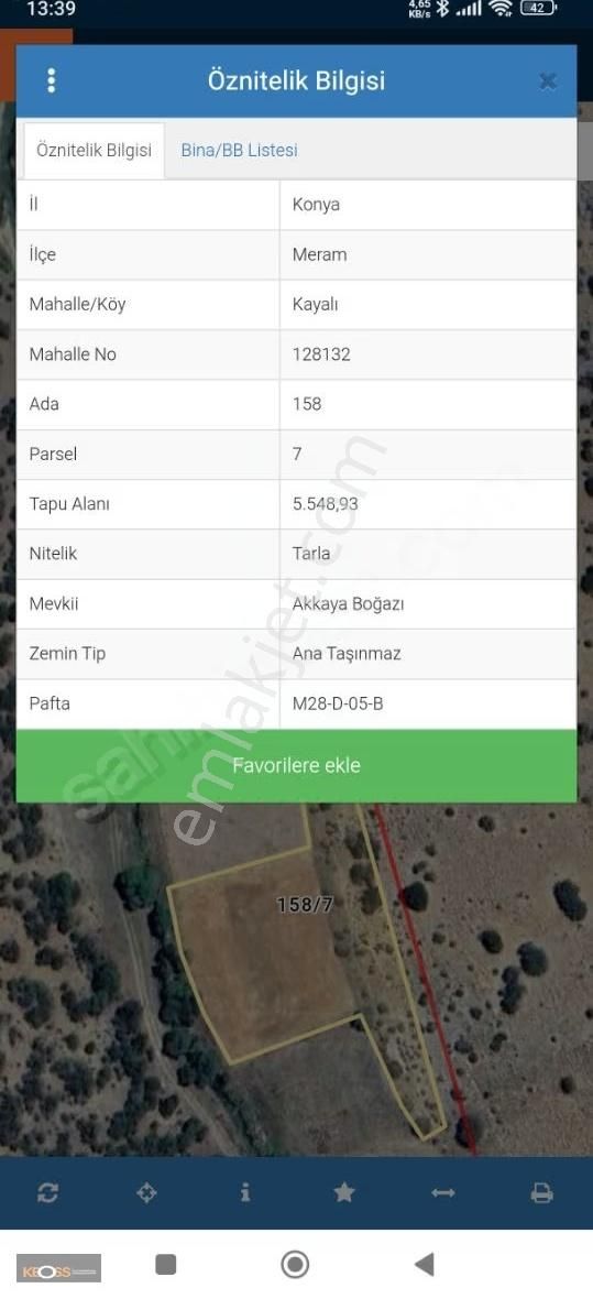 Keoss Gayrimenkul Den Kayalida Satilik Tarla