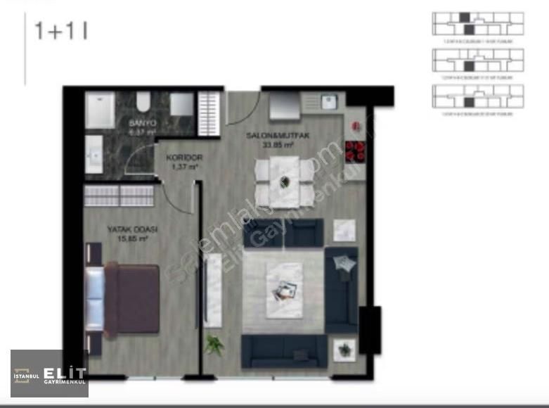 Fikirtepe Mina Towers'da Satılık 1+1 Daire