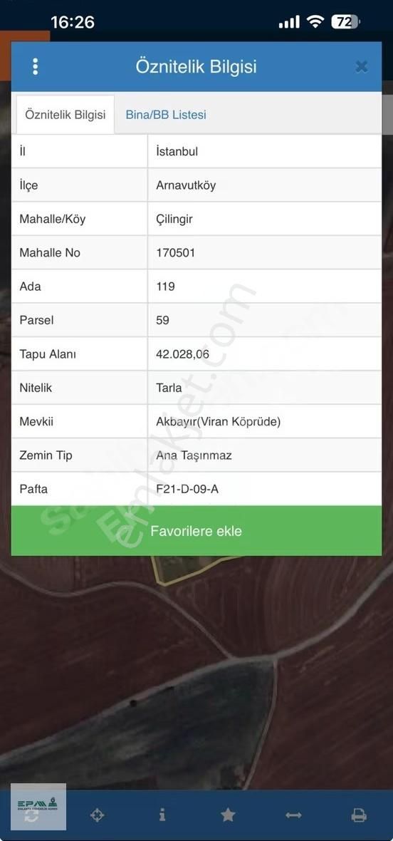 Arnavutköy Çilingir'de Yatırımlık Ticari+konut İmarlı Arsa