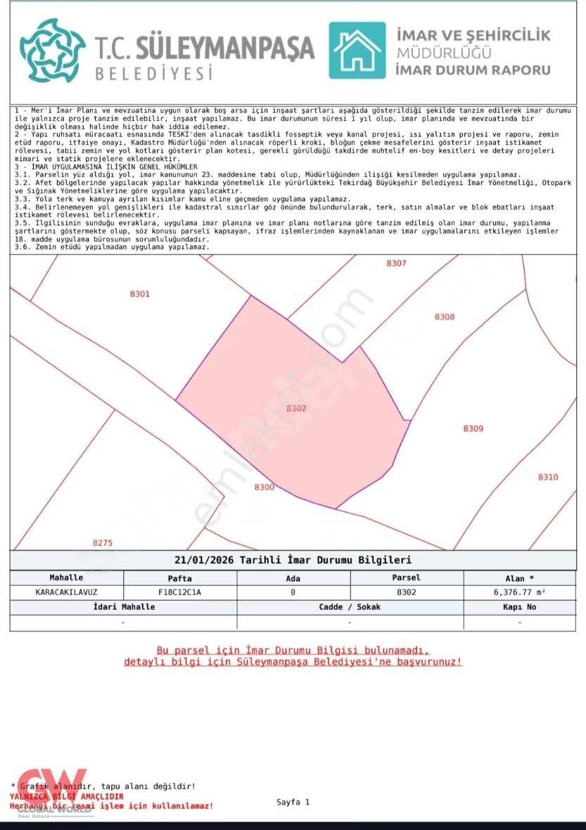 Tekirdağ Süleymanpaşa Karacakılavuz Mah'de Satılık 6500m2 - Görsel 2