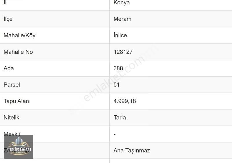 Meram İnlice'de Çevre Yoluna Cephe Mükemmel 4.999 M² Tarla - Görsel 7