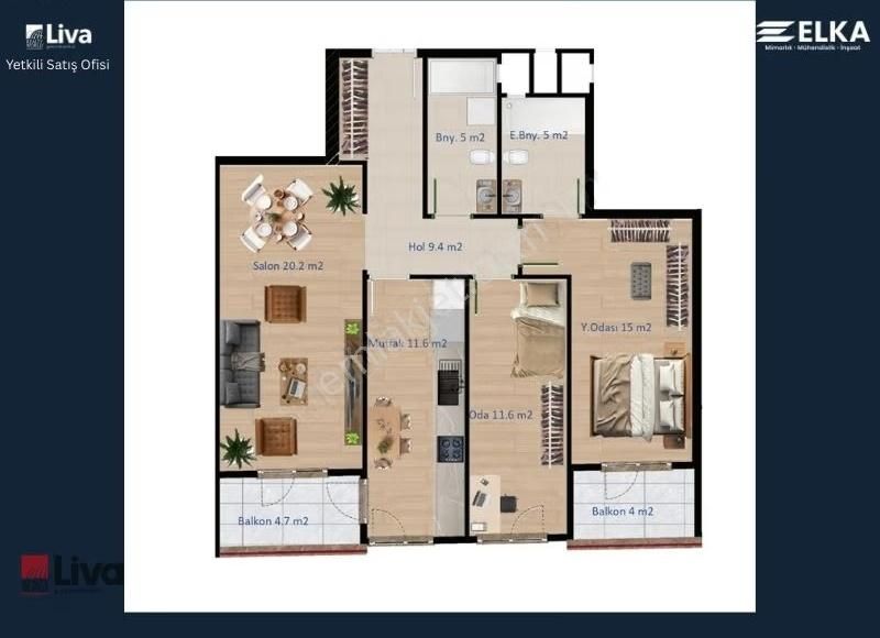▓liva'dan Kayabey Prestij'de Satılık Ebeveyn Banyolu 2+1 Daire▓ - Görsel 9