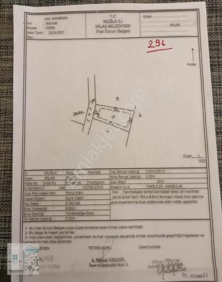 Muğla Milas Kemiklerde 20/40 İmarlı Satılık Arsa - Görsel 3