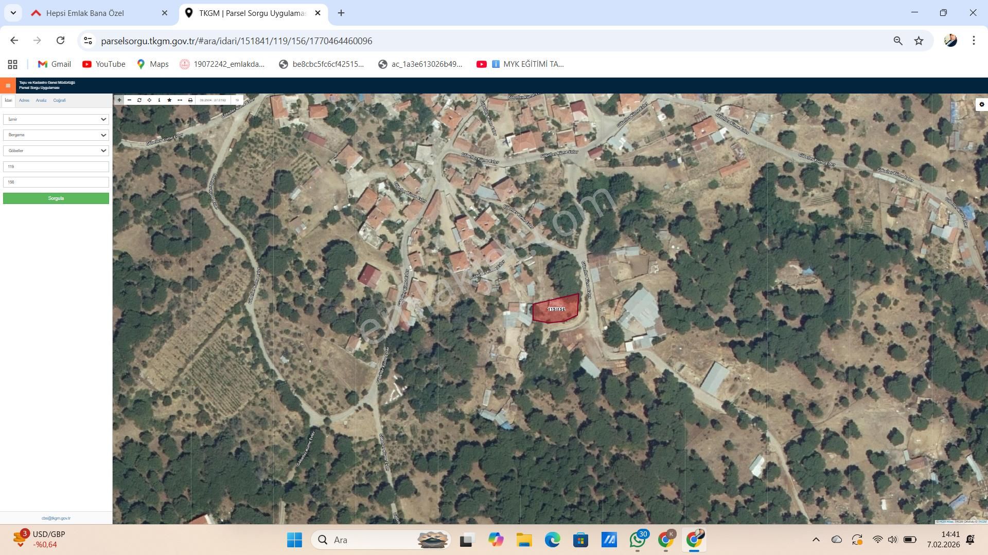 Kuzay Kök Gm.danışmanlığından Bergama Göbeller Köyünde Satılık Arsa