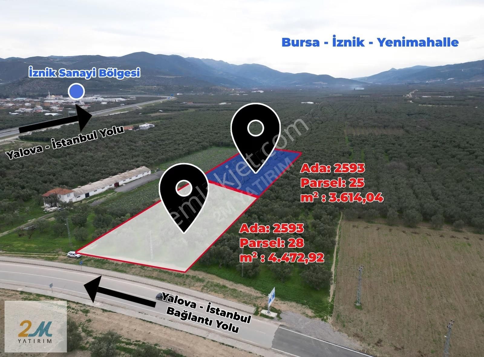 2m Yatırım'dan İznik Merkezde Satılık 2 Parsel Fırsat Zeytinlik - Görsel 14
