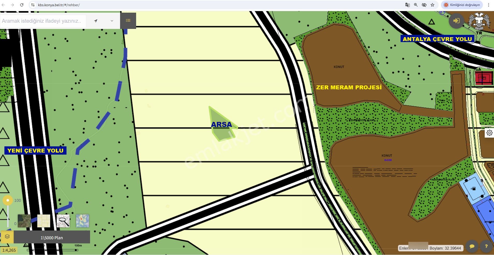 Kozağaç Zer Meram Projesi Yanı Konut Öneri Alanında Yatırım Fırsatı