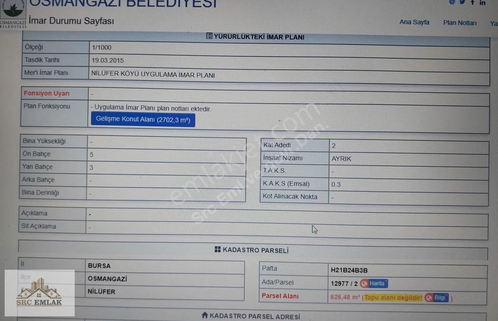 Nilüferköy'de Yeni İmara Giren 626 M² Satılık Villa Parseli - Görsel 6