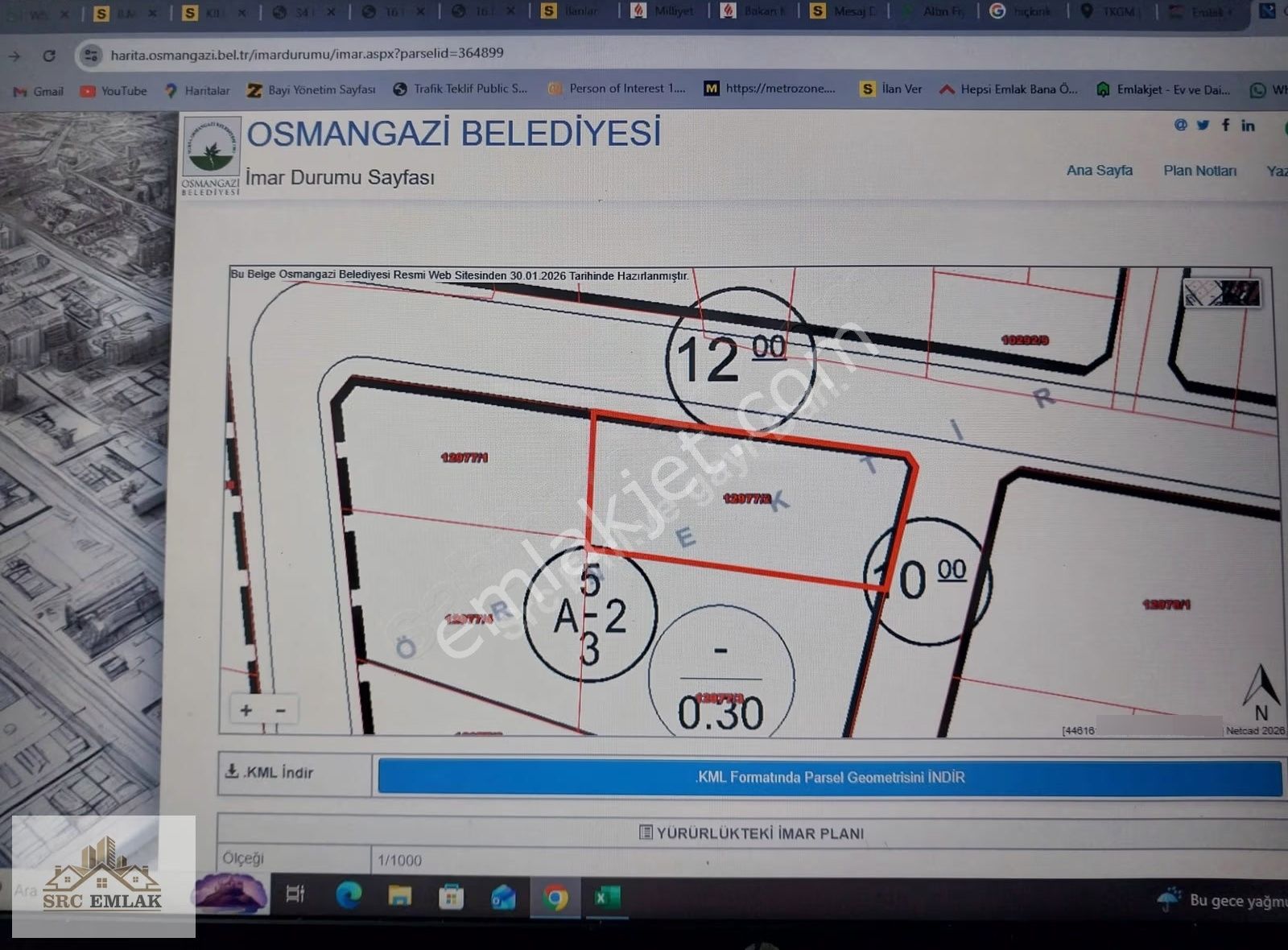 Nilüferköy'de Yeni İmara Giren 626 M² Satılık Villa Parseli