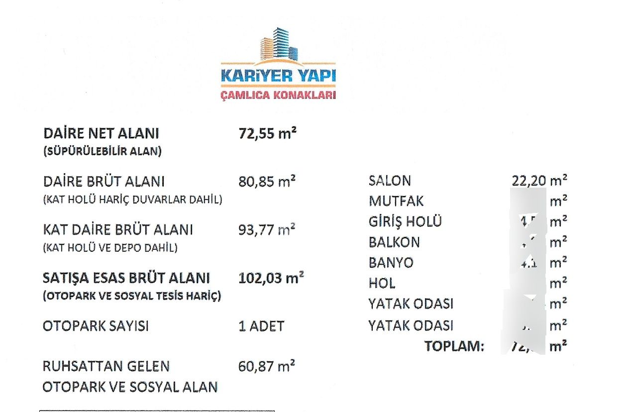 Bölgeninenözeli Kariyer Yapı Çamlıca Konakları Arakat 2+1 Daire - Görsel 3