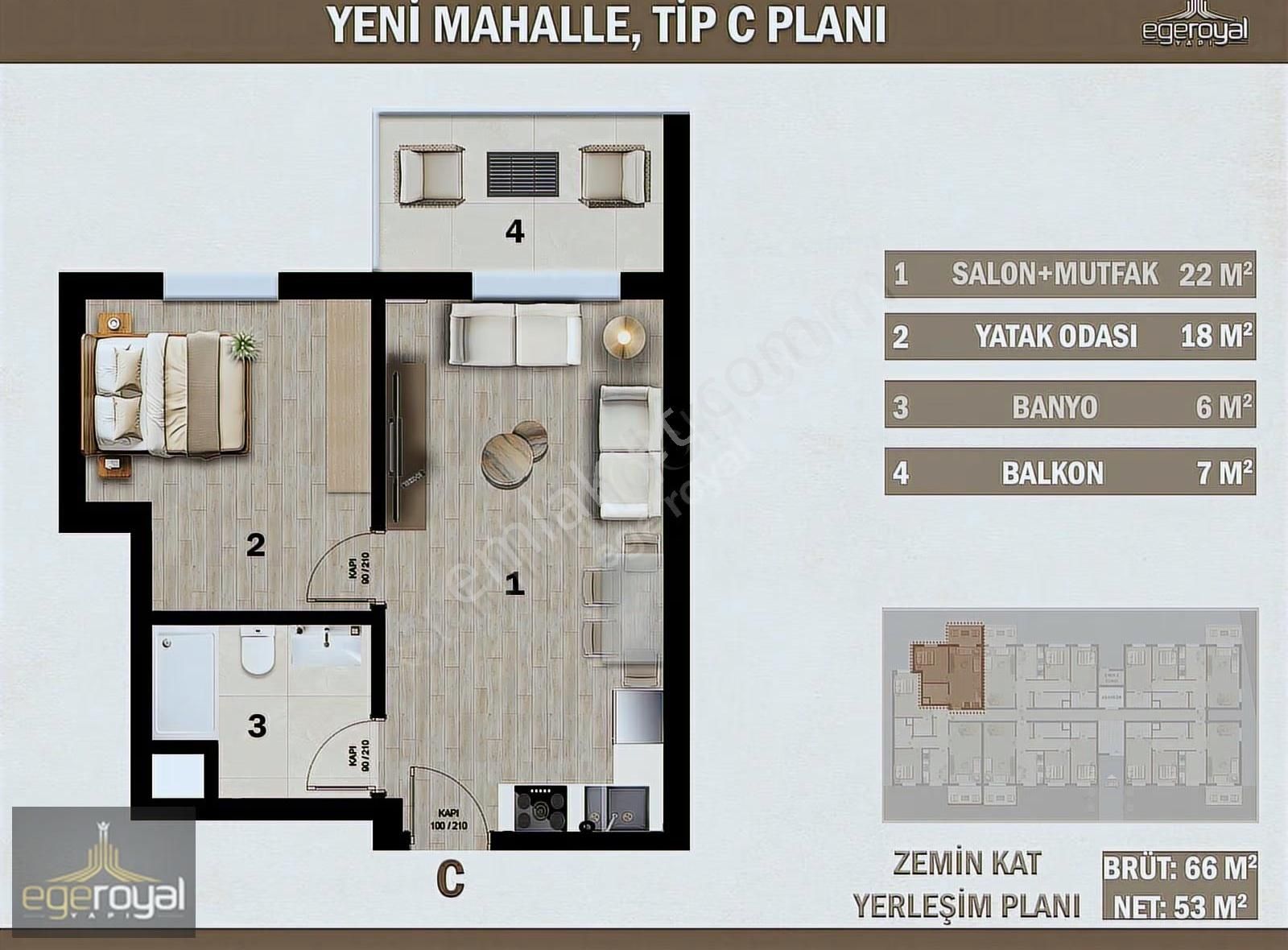 Yeni Mah. Site İçerisinde Yerden Isıtımalı Asansörlü 1+1 Daire - Görsel 4