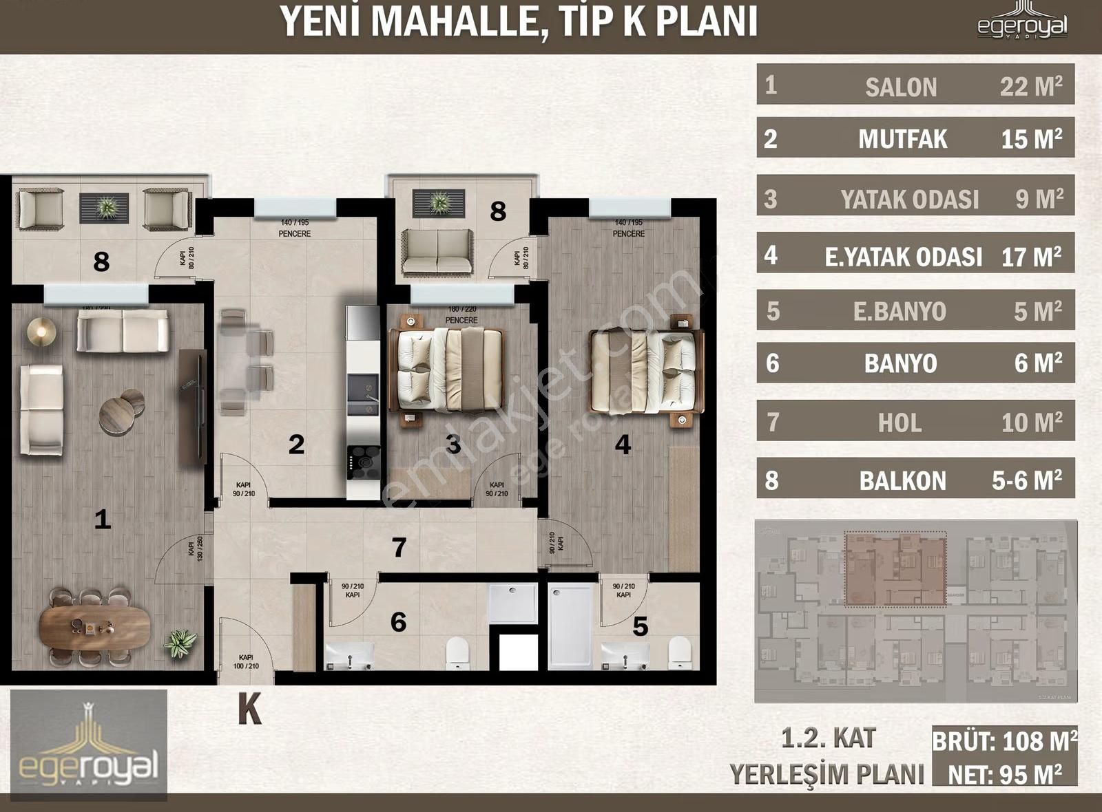 Yeni Mah. Ayrı Mutfak Ebeveyn Banyo Yerden Isıtma 2+1 Daire - Görsel 16