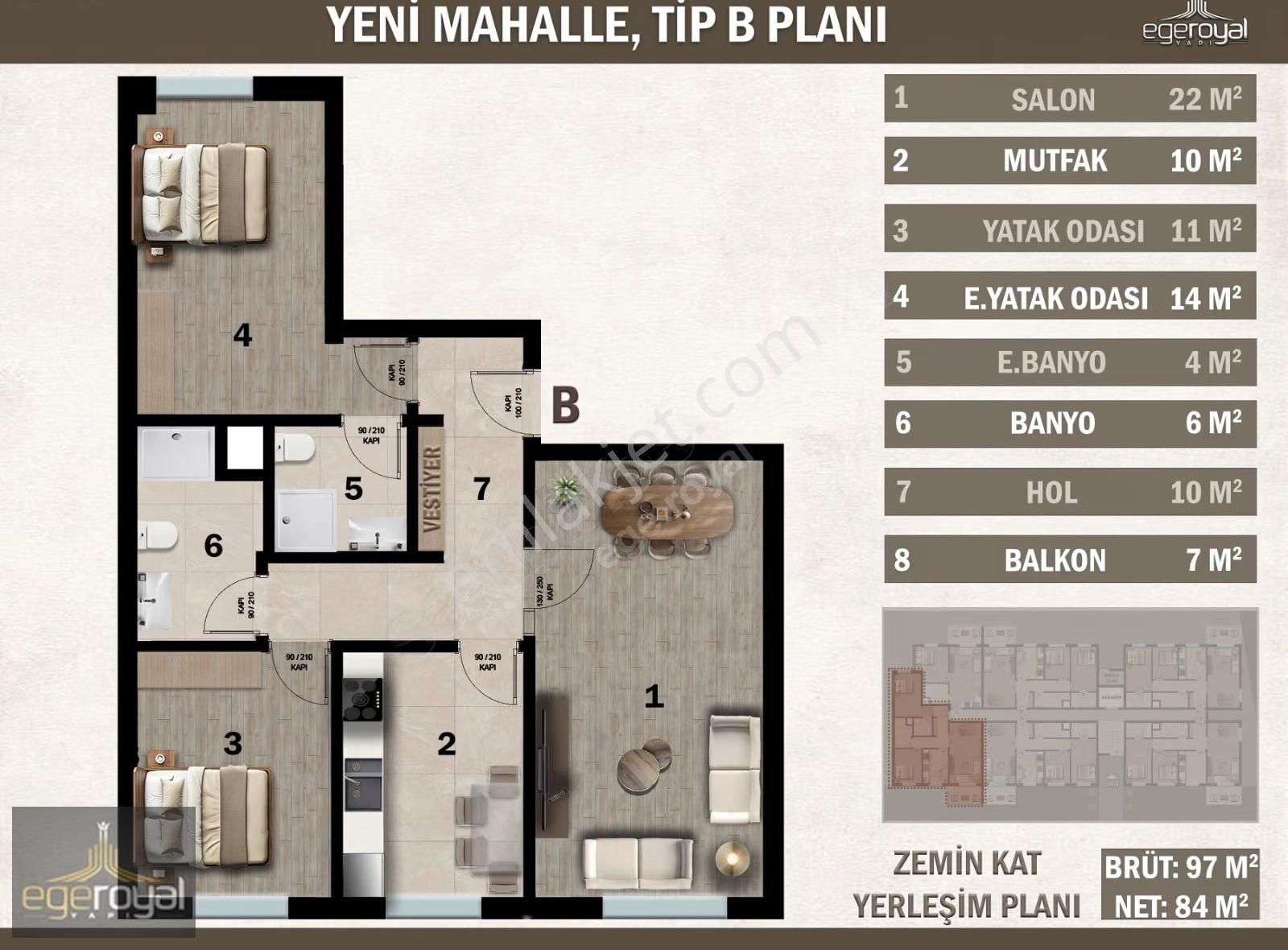 Yeni Mah. Ayrı Mutfak Ebeveyn Banyo Yerden Isıtma 2+1 Daire - Görsel 14