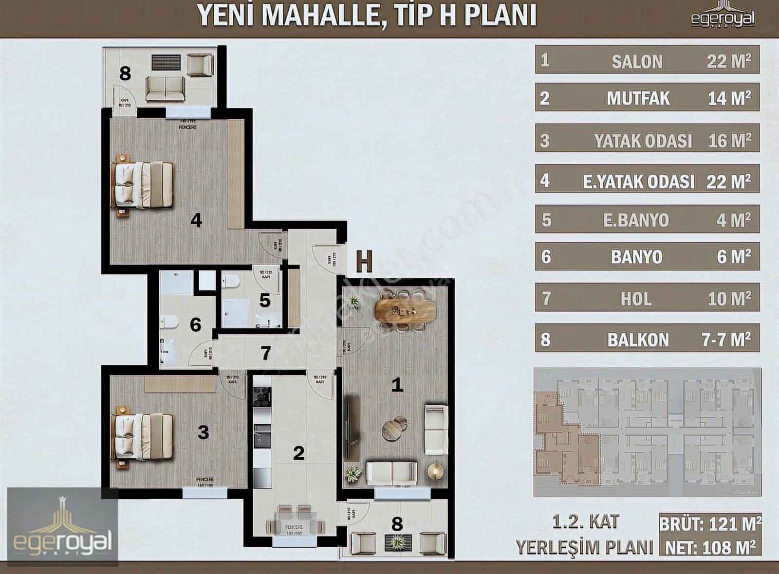 Yeni Mah. Ayrı Mutfak Ebeveyn Banyo Yerden Isıtma 2+1 Daire - Görsel 15