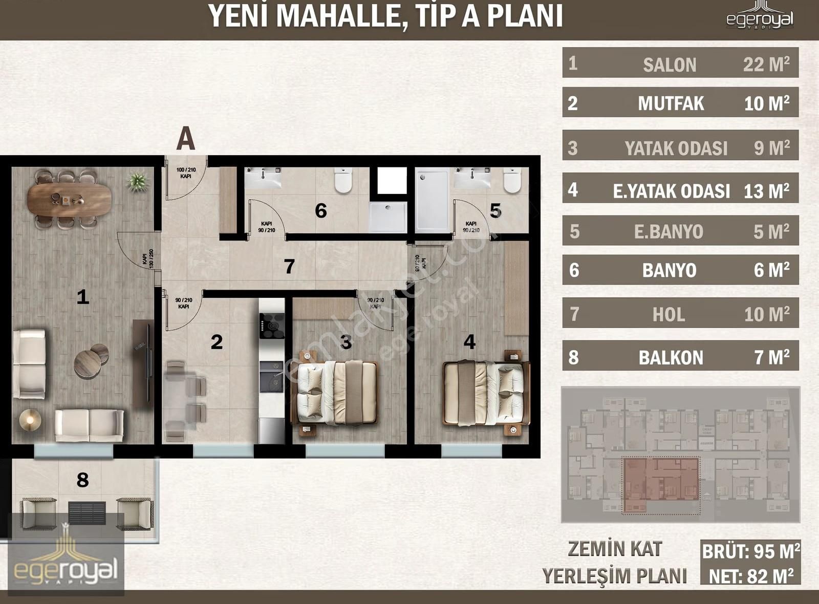 Yeni Mah. Ayrı Mutfak Ebeveyn Banyo Yerden Isıtma 2+1 Daire - Görsel 7