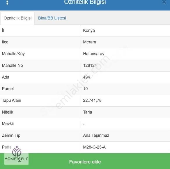 Yönetcell'den Hatunsaray'da 22742m2 Satılık Tarla