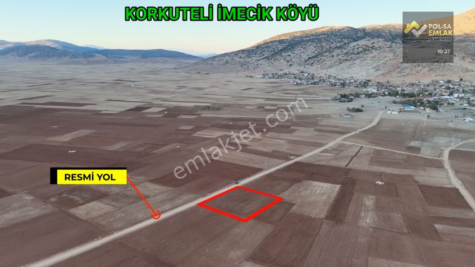 Korkuteli İmecik Köyü Satılık 1.616m2 Tarla Resmi Yol Var - Görsel 2