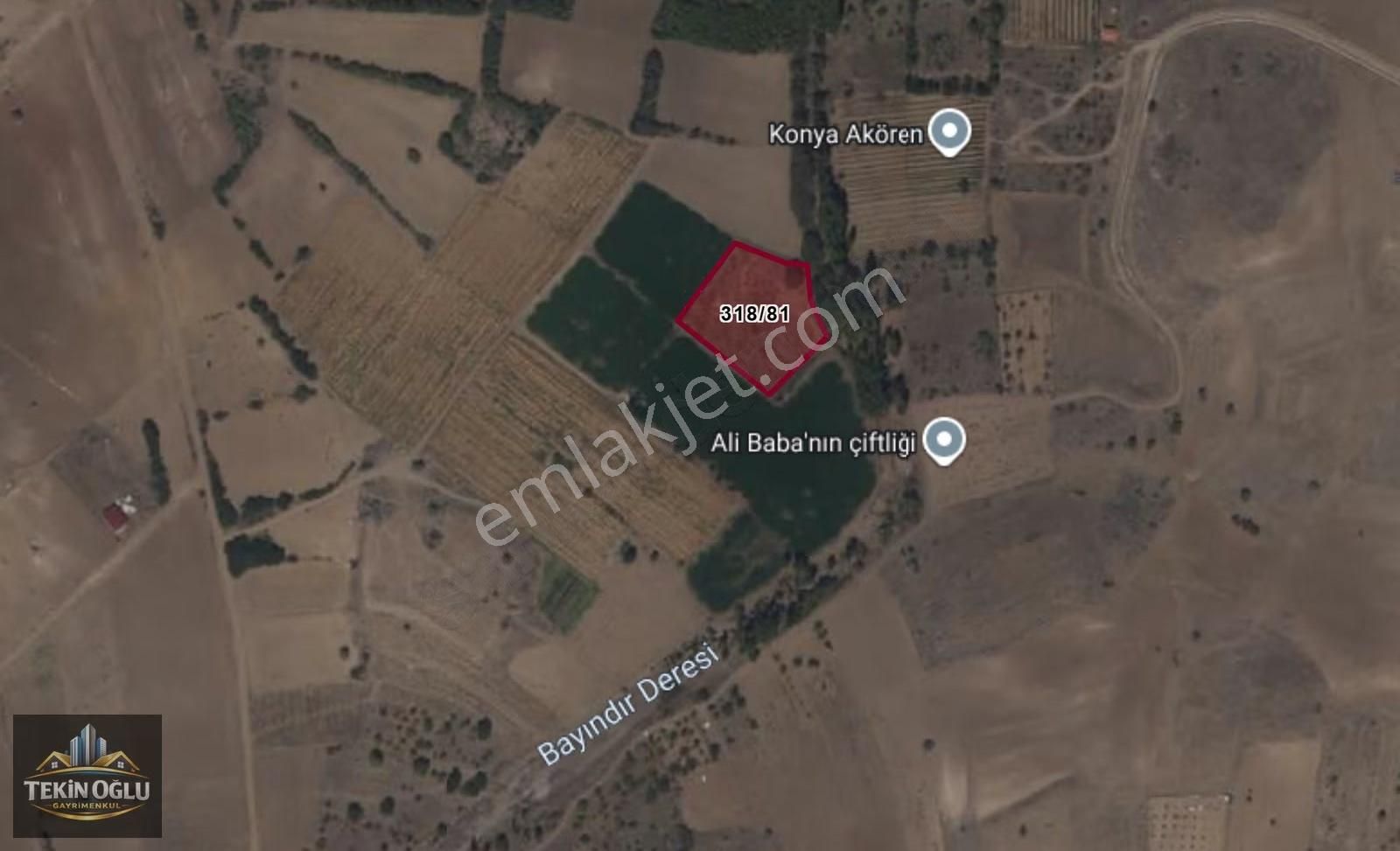Akören Tülce'de Dere Dibi Eşsiz Mükemmel 3.576 M² Müstakil Tarla