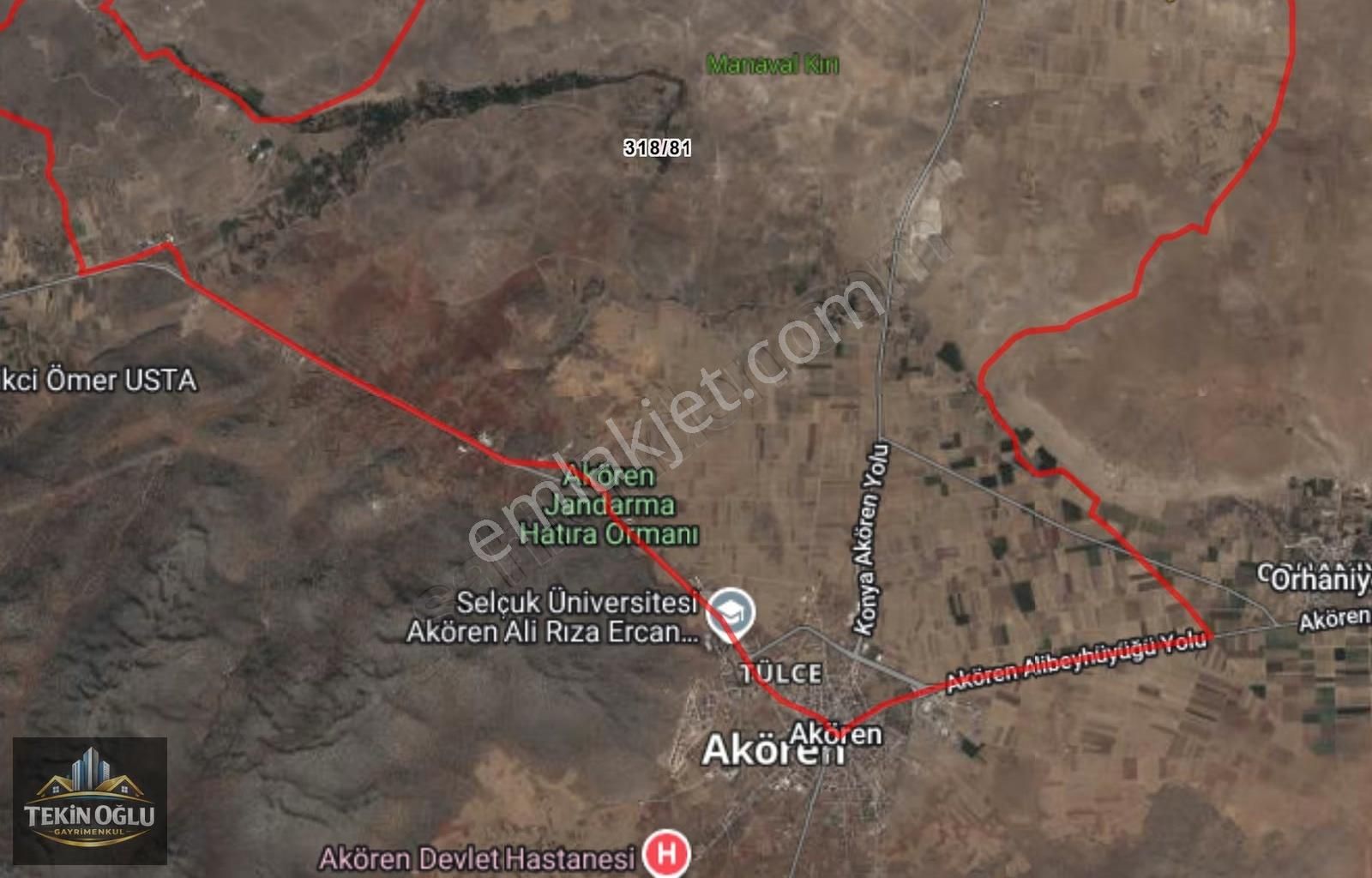 Akören Tülce'de Dere Dibi Eşsiz Mükemmel 3.576 M² Müstakil Tarla - Görsel 1