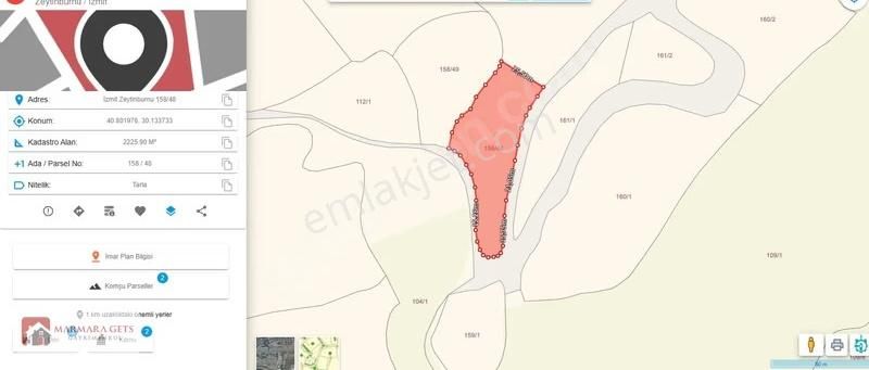 Marmara Gets - İzmit Zeytinburnu Mh. Satılık Resmi Yollu Tarla - Görsel 9