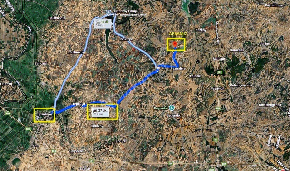 İpsala Pazardere'de Kadastro Yolu Olan Satılık Tarla - Görsel 8