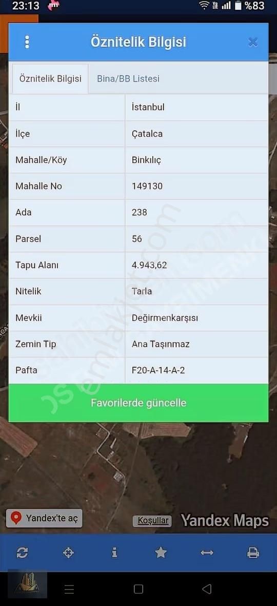 Çatalca Binkılıç'ta Yatırımlık 988 M2 Tarla - Görsel 2