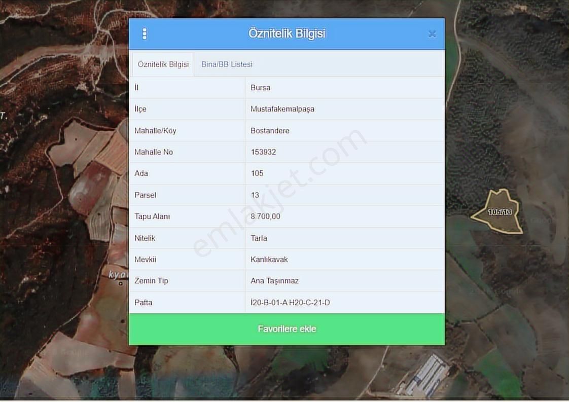 Bursa Mustafakemalpaşa Bostandere Köyü Satılık Tarla