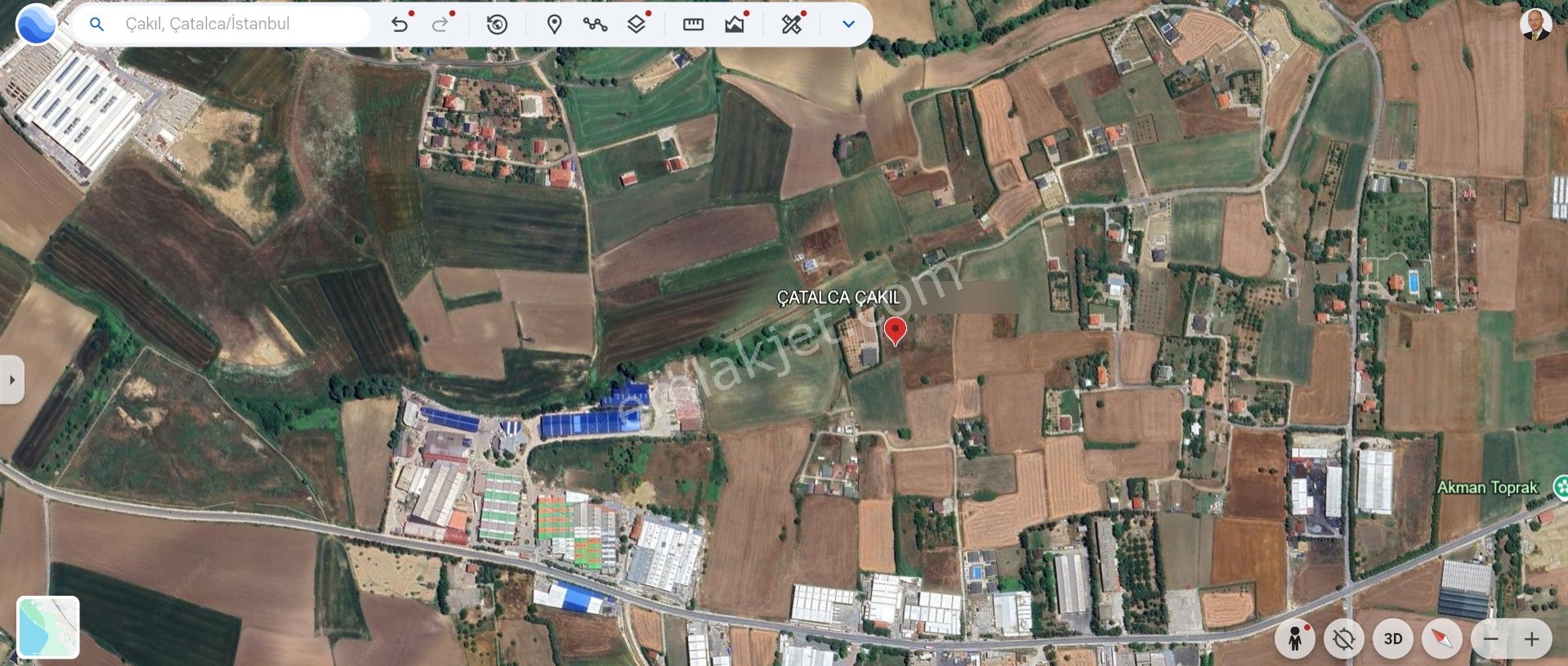 İstanbul Çatalca Çakıl Mah. Tek Tapu 843 M² Müstakil Tarla