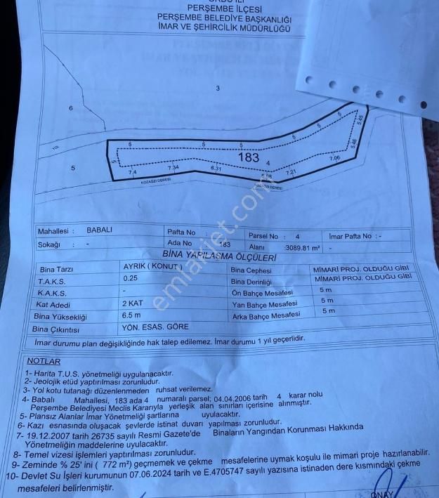 Perşembeye Bir Adım Babalı Mahallesinde 3089 M2 Satılık Bahçe. - Görsel 13