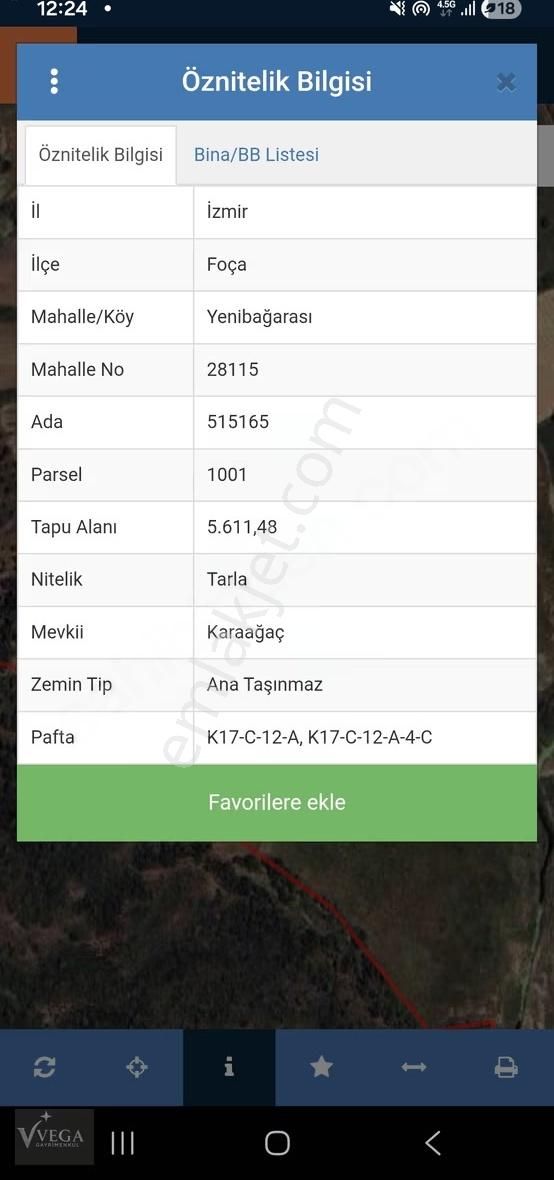 Foça Bağarası Bölgesinde Acil Satılık Tarla