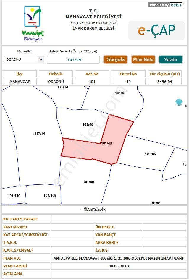 Manavgat Odaönü Mah.de Satılık Müstakil Tarla - Görsel 6