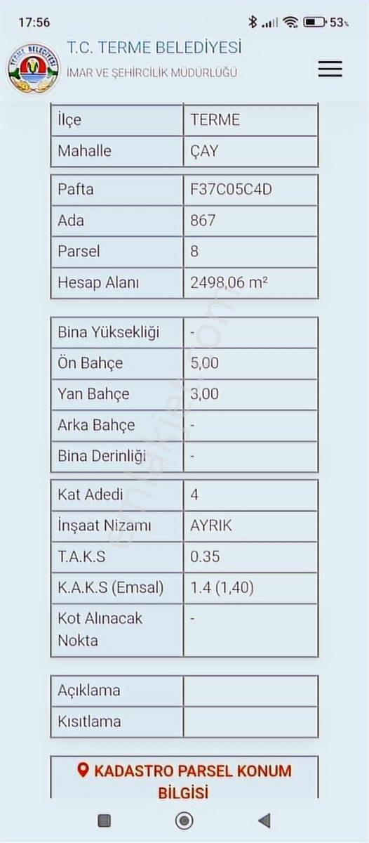 Yunus Çelebi Den Terme De Konut İmarlı Arsa - Görsel 2