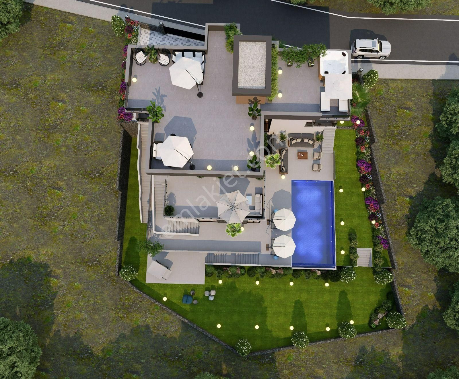 Girne Lapta'da Dağ Ve Deniz Manzaralı Ultra Lüks Satılık Trıplex Müstakil 4+1 Villa !! - Görsel 8