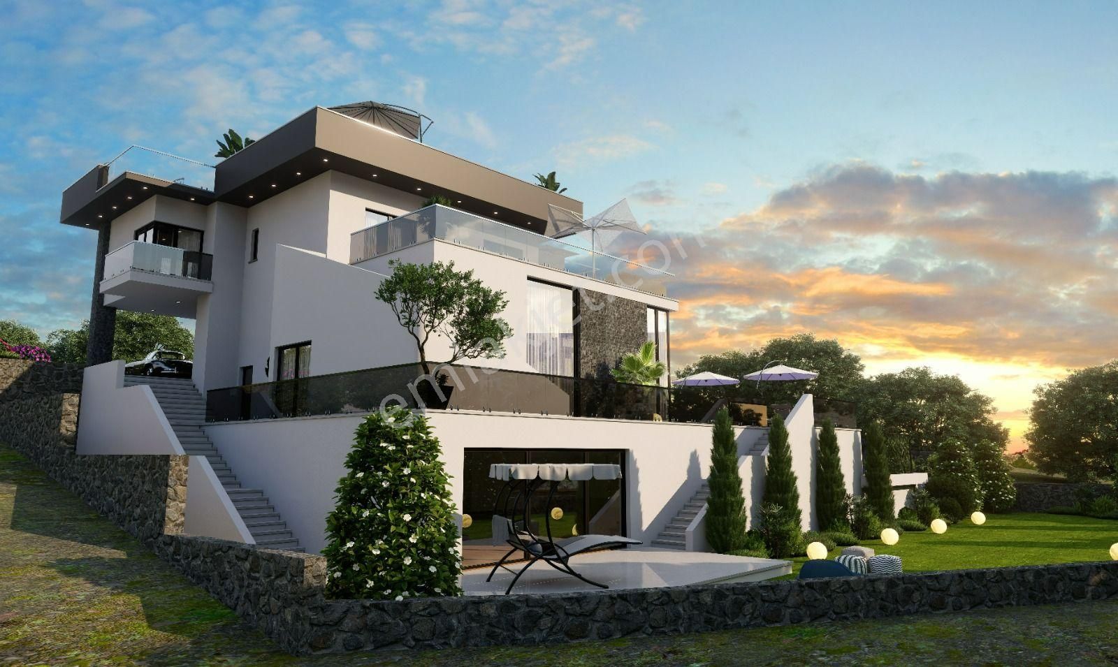 Girne Lapta'da Dağ Ve Deniz Manzaralı Ultra Lüks Satılık Trıplex Müstakil 4+1 Villa !! - Görsel 2