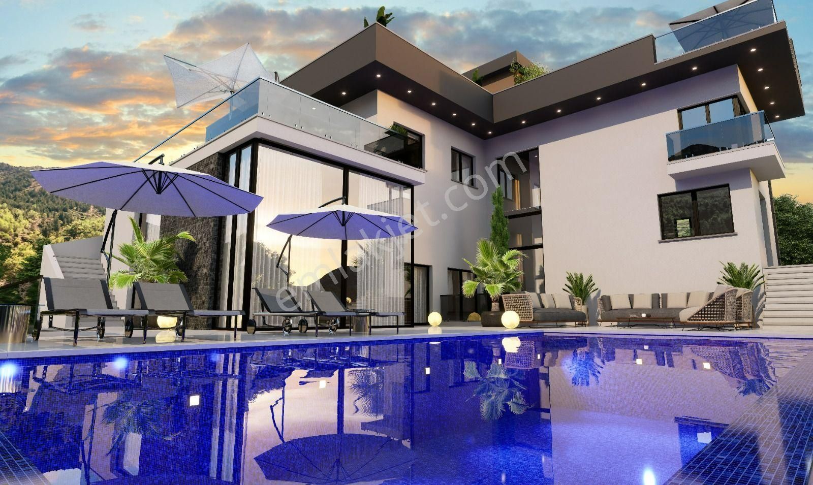 Girne Lapta'da Dağ Ve Deniz Manzaralı Ultra Lüks Satılık Trıplex Müstakil 4+1 Villa !! - Görsel 5