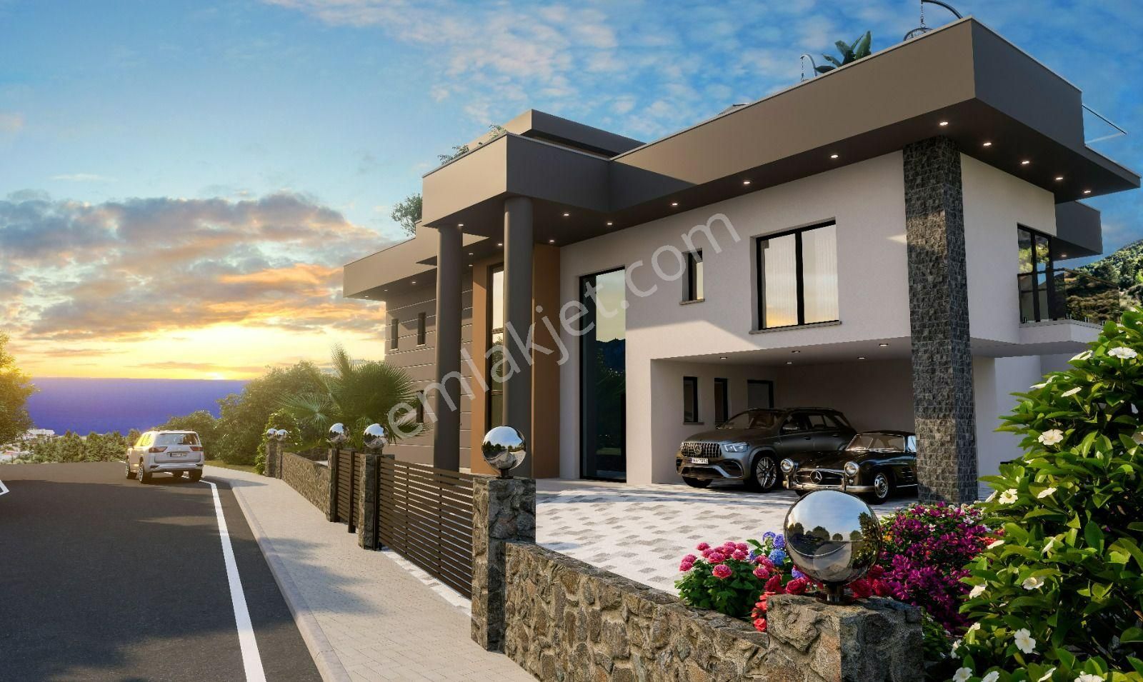 Girne Lapta'da Dağ Ve Deniz Manzaralı Ultra Lüks Satılık Trıplex Müstakil 4+1 Villa !! - Görsel 4