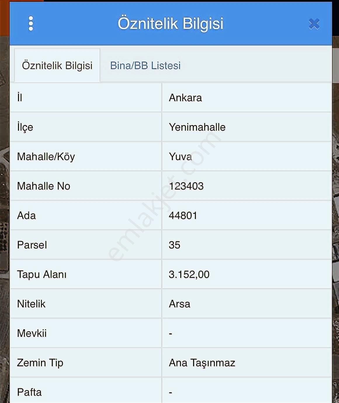 Ankara Yenimahalle Yuvaköy Mevkii 208 M2 Hisseli Ticari Arsa - Görsel 2