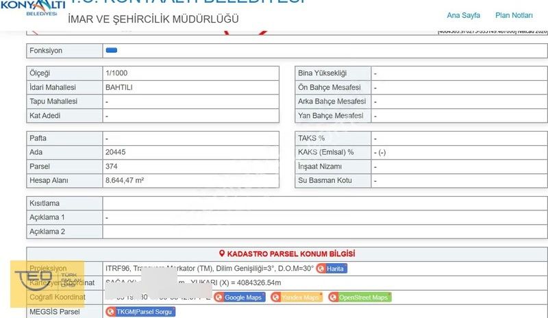 Türk Emlak'tan Bahtılıda Tek Tapulu Yatırımlık Arsa